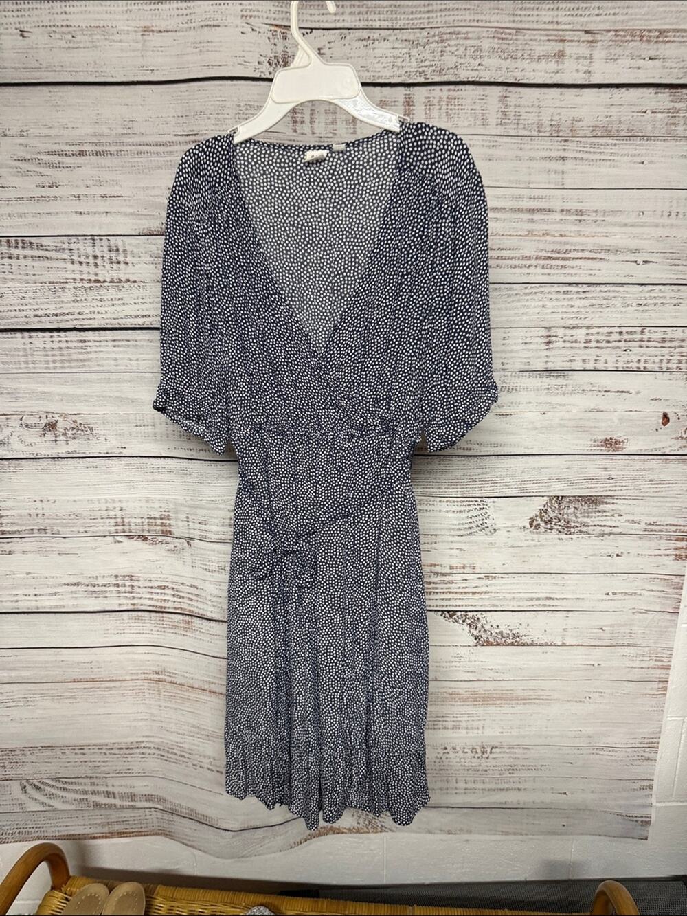 GAP Maternity Cross Over Dress Small Navy White Polka Dot5